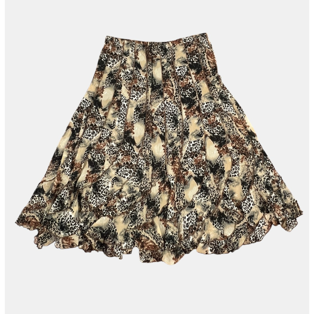 Y2K Fairy Grunge Animal Print Midi‎ Skirt Chiffon Layered Flowy S M